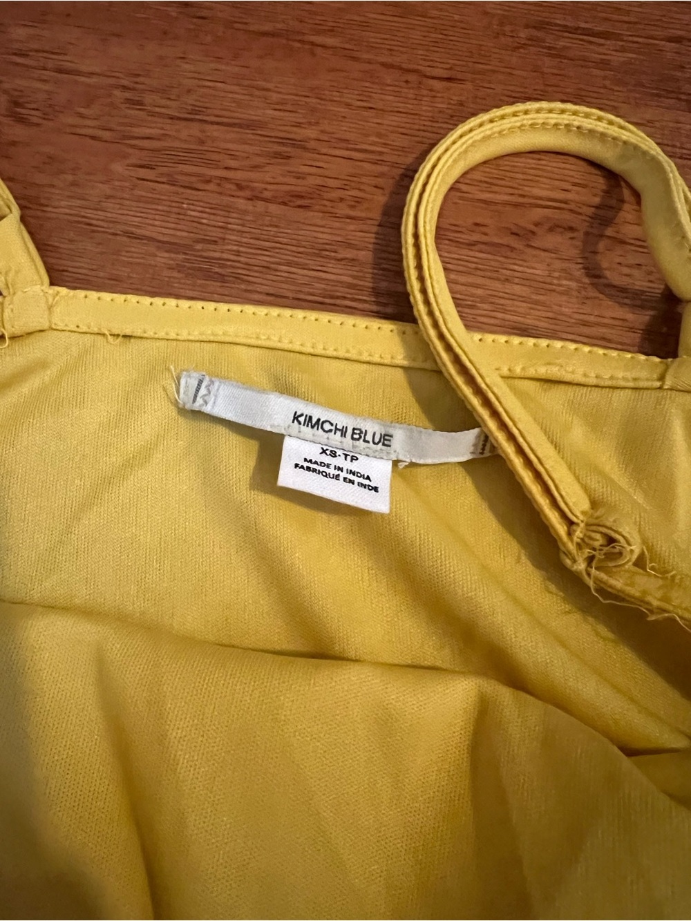 Kimchi Blue Yellow Slip Dress with Sheer Lace Overlay - Picture 3 of 3